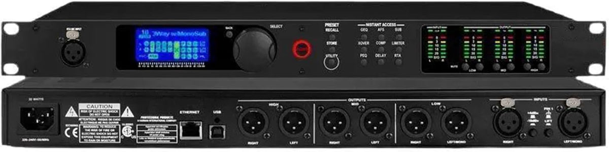 Procesador digital de audio 2 entradas 6 salidas - División de frecuencia para sistemas de altavoces - Pantalla LCD con indicador de nivel - Procesador profesional para gestión de sonido