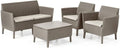 Keter Salemo Lounge Set muebles de jardín de ratán - Sofá de 2 plazas y 2 sillones - Mesita porta almohadas - Conjunto exterior moderno capuchino