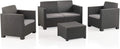 Shaf EVO Conjunto de muebles de jardín 4 plazas - Sofá de 2 plazas y 2 sillones de resina - Diseño para terraza balcón y exterior - Antracita para zona de descanso
