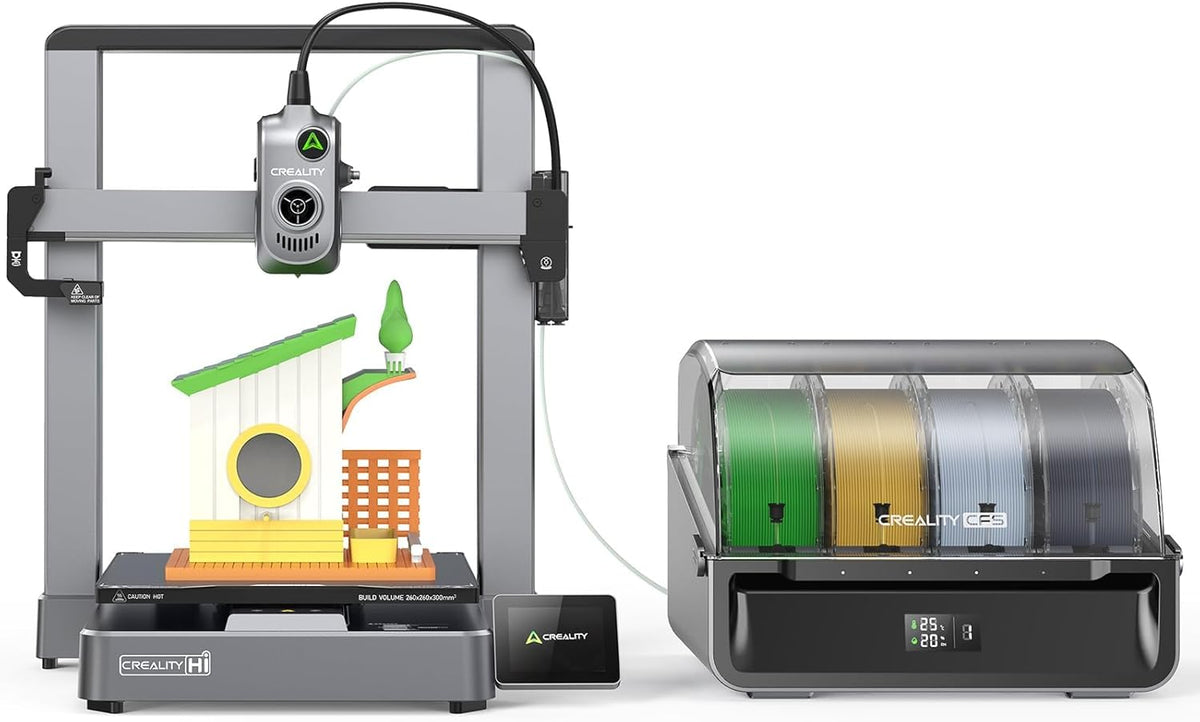 Creality Hi Combo CFS - Impresora 3D 500 mm s y 16 colores - Volumen 260 x 260 x 300 mm con autonivelación - Carcasa metálica y detección de filamento
