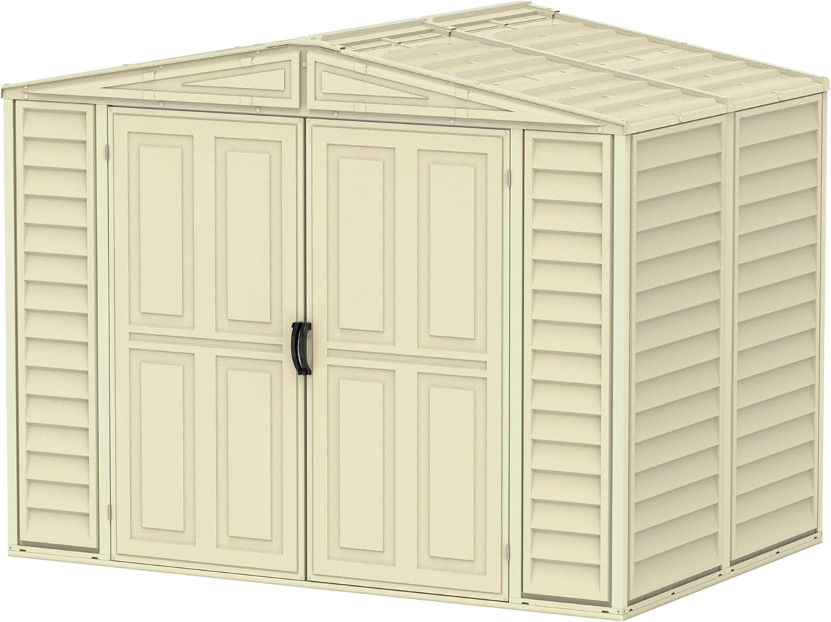 Duramax DURAMATE-II-8X6 - Caseta de jardín PVC 163 x 240 x 186 cm - Superficie 3,90 m2 - Almacenaje exterior resistente al agua beige