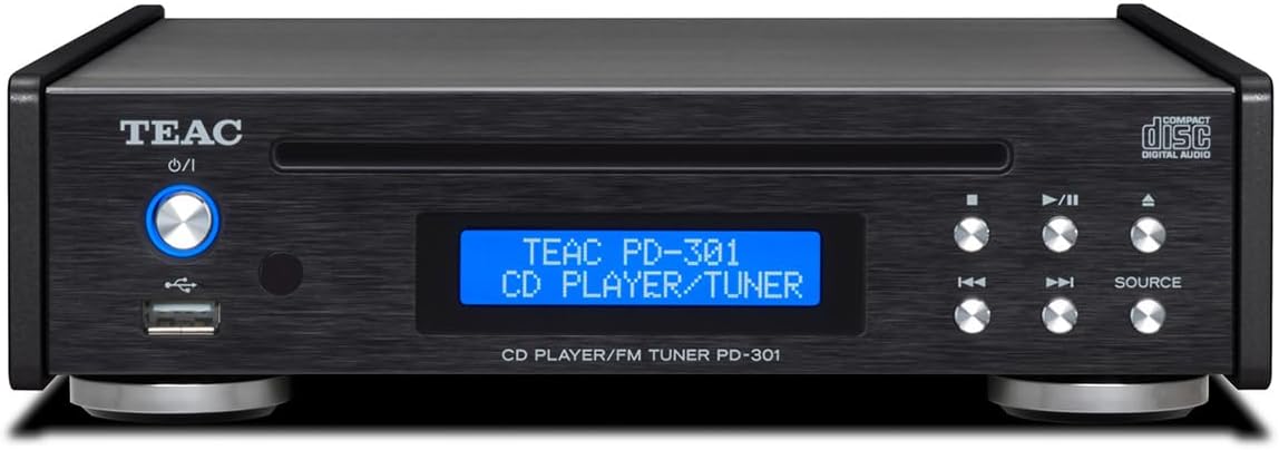 TEAC PD-301DAB-X reproductor CD - Sintonizador DAB FM y reproducción MP3 WMA AAC WAV - USB tipo A y RCA - Equipo estéreo negro de un disco para sistema HiFi