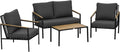 Outsunny Conjunto de jardín 4 piezas - Acero y poliéster con sofá de 2 plazas 2 sillones mesa y 8 cojines - 116 x 70 x 78 cm - Negro y gris oscuro para 4 personas