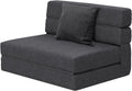 ANONER sillón cama plegable individual - Espuma viscoelástica con almohada - Futón de suelo con funda lavable - Gris oscuro 193 x 100 x 15 cm sin montaje