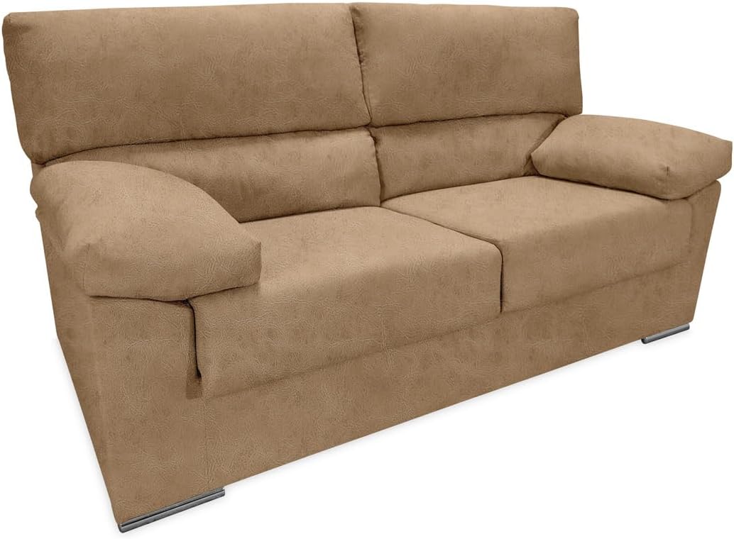 amuéblate online Nebur Sofá 3 plazas - Tapizado Magnol con diseño moderno y asiento profundo - 180 x 81 x 99 cm - Acabado Piedra con capacidad máxima de 240 kg