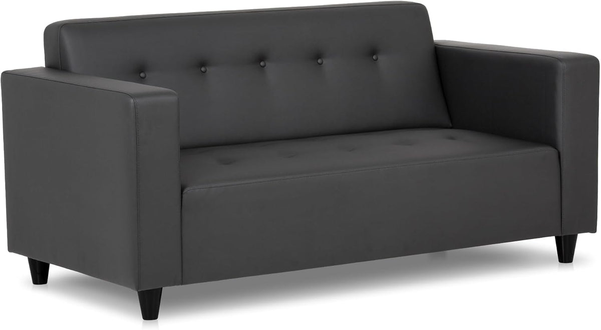 BUDWING Pedro Sofá 3 plazas - Tapizado en piel sintética con cojines incluidos - 170 x 80 x 70 cm - Negro con asiento de 60 cm y capacidad máxima de 250 kg