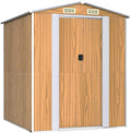 vidaXL Cobertizo de Jardín Exterior con Ventilación y Puerta - Caseta de Almacenamiento de Acero Galvanizado Marrón Claro - Techo Metálico Resistente al Agua