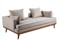 Banco diván tapizado 208x90x78 cm - beige y marrón - para dormitorio con base elevada