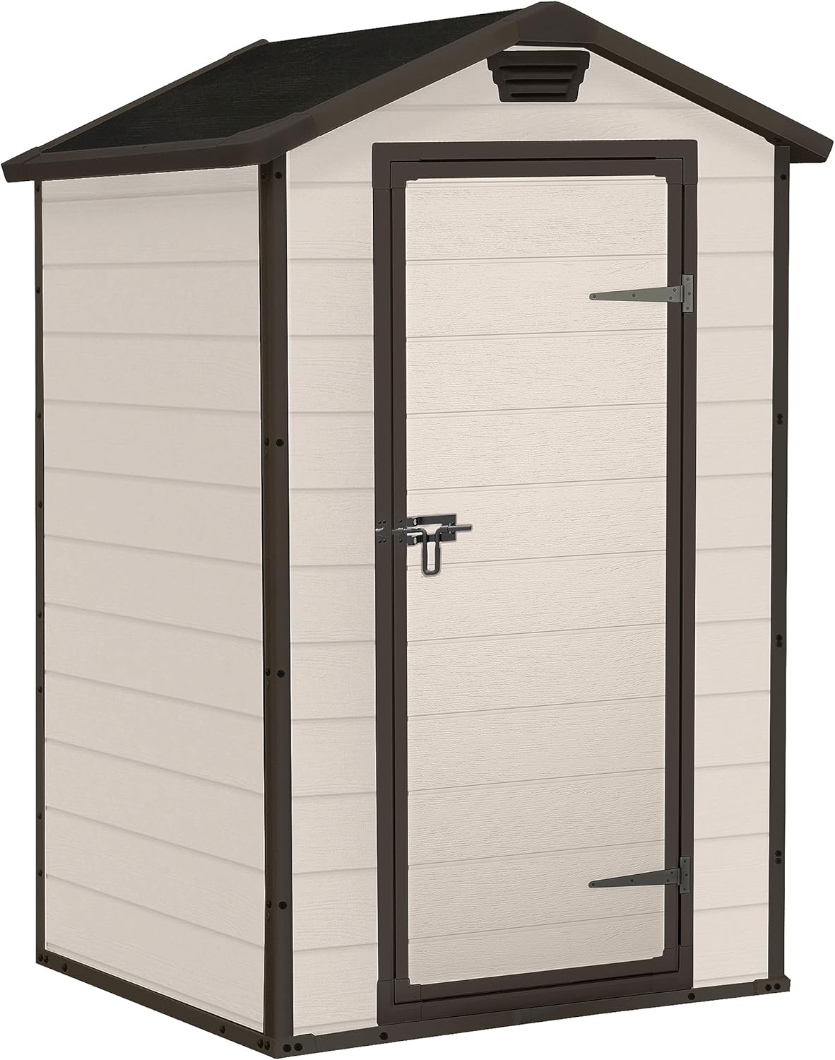 Keter Manor Caseta de jardín - Plástico beige 128 x 128 x 196 cm - Base plástica y cubierta de polipropileno - Cobertizo resistente al agua para almacenaje exterior