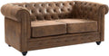 Vente-unique Chesterfield sofá 2 plazas - Microfibra con aspecto envejecido - Asiento de 61 cm y carga máxima de 240 kg - Diseño clásico 168 x 88 x 72 cm
