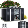 GARDEBRUK Caseta metálica de jardín 5 m2 - Acero galvanizado antracita con base - Cobertizo 257 x 205 x 178 cm - Ganchos para herramientas y almacenaje exterior