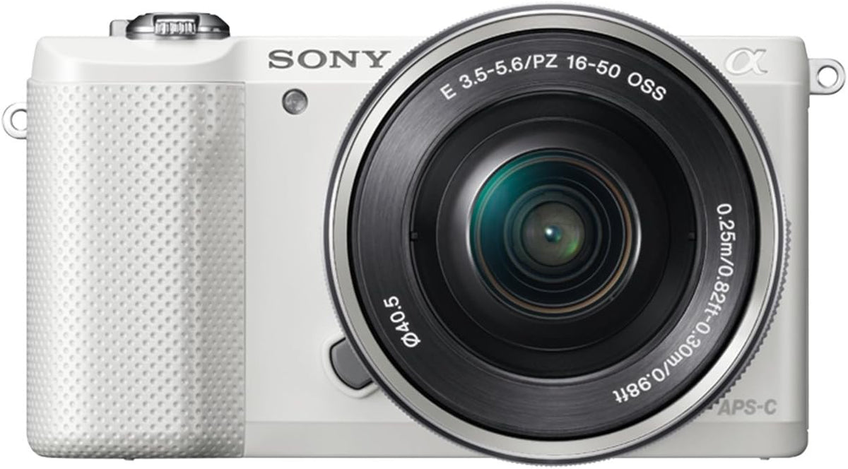Sony Alpha 5000 Cámara mirrorless - Sensor CMOS de 20 MP con objetivo 16 a 50 mm - Montura Sony E y estabilización de imagen - Blanca para fotografía compacta y viajes