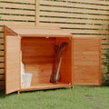 Mengtu armario de jardín madera 102 x 52 x 112 cm - Abeto macizo marrón para herramientas - Almacenamiento para terraza jardín y balcón - Base de madera