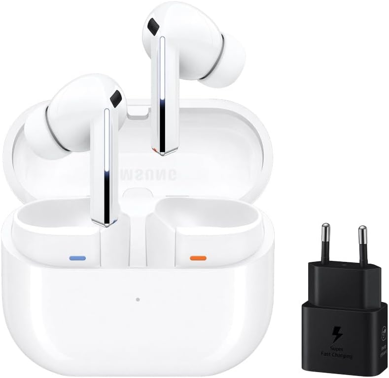 Samsung Galaxy Buds3 Pro - Auriculares True Wireless intraurales blancos - Cancelación de ruido adaptable y audio 360 - Sonido HiFi con estuche y cable de carga