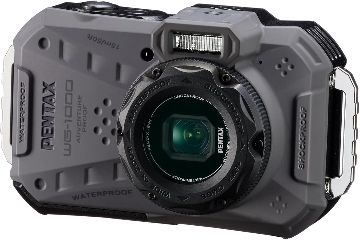 PENTAX WG-1000 cámara digital compacta resistente - Fotografía exterior y subacuática hasta 15 m durante una hora - Zoom óptico de 4 aumentos - Sensor CMOS color gris