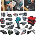 Kit multifuncional - Herramientas eléctricas 18 piezas - Baterías de ion de litio - Taladro sierra lijadora limpiadora motosierra y llave combinada