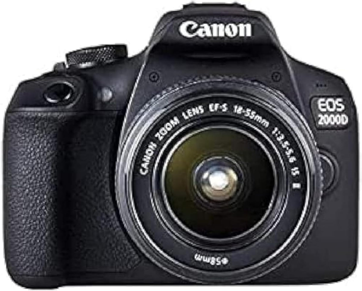 Canon EOS 2000D Cámara réflex digital - Objetivo 18 a 55 mm IS con montura Canon EF - Estabilización óptica y focal máxima de 55 mm - Negra para fotografía y vídeo MPEG 4