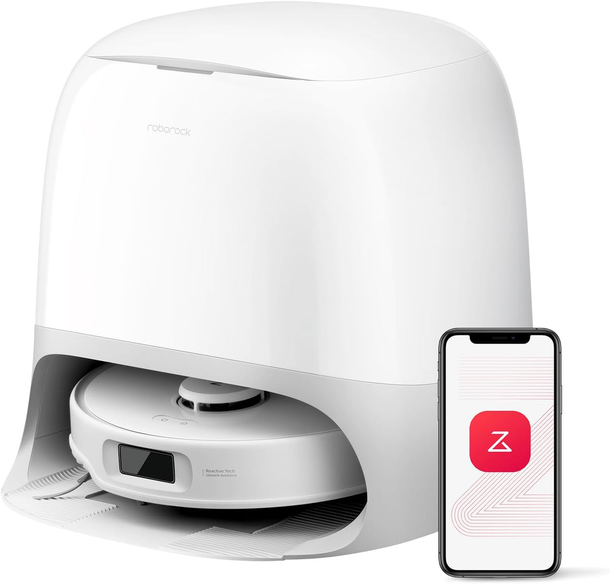 Roborock Qrevo Curv S5X Robot Aspirador y Fregasuelos Blanco - Succión 18500Pa - Cepillo DuoDivide Sin Enredos con Lavado y Secado Automático