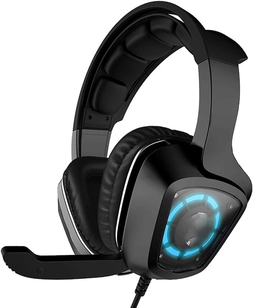 HOUDISAM auriculares gaming USB - Sonido envolvente 7.1 y micrófono con cancelación de ruido - Compatibles con PS4 PC y portátiles - Iluminación RGB y diseño cableado