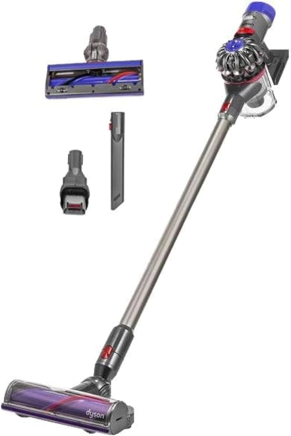 Dyson V8 2023 aspiradora de palo - Motor de 425 W y batería de 21.6 V - Para todo tipo de suelos - Cabezal motorizado y accesorios para rincones