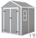 Outsunny Caseta de jardín 2,4 m2 - Polipropileno gris oscuro 182 x 151 x 219 cm - Suelo ventana y techo inclinado - Puerta con doble cerradura para herramientas