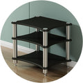 Gabinete de audio negro de 3 niveles - Mueble para componentes de audio y vídeo - Patas con absorción de impactos - Diseño multicapa para organizar equipos HiFi