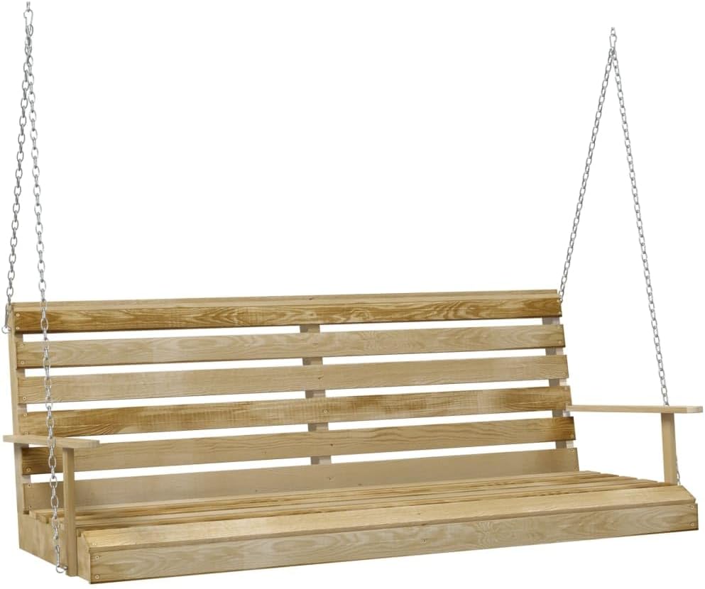 vidaXL Banco Balancín de Jardín de Madera de Pino Marrón - Columpio Exterior para 2 Personas - Asiento para Patio Terraza Balcón 155 x 65 x 60 cm