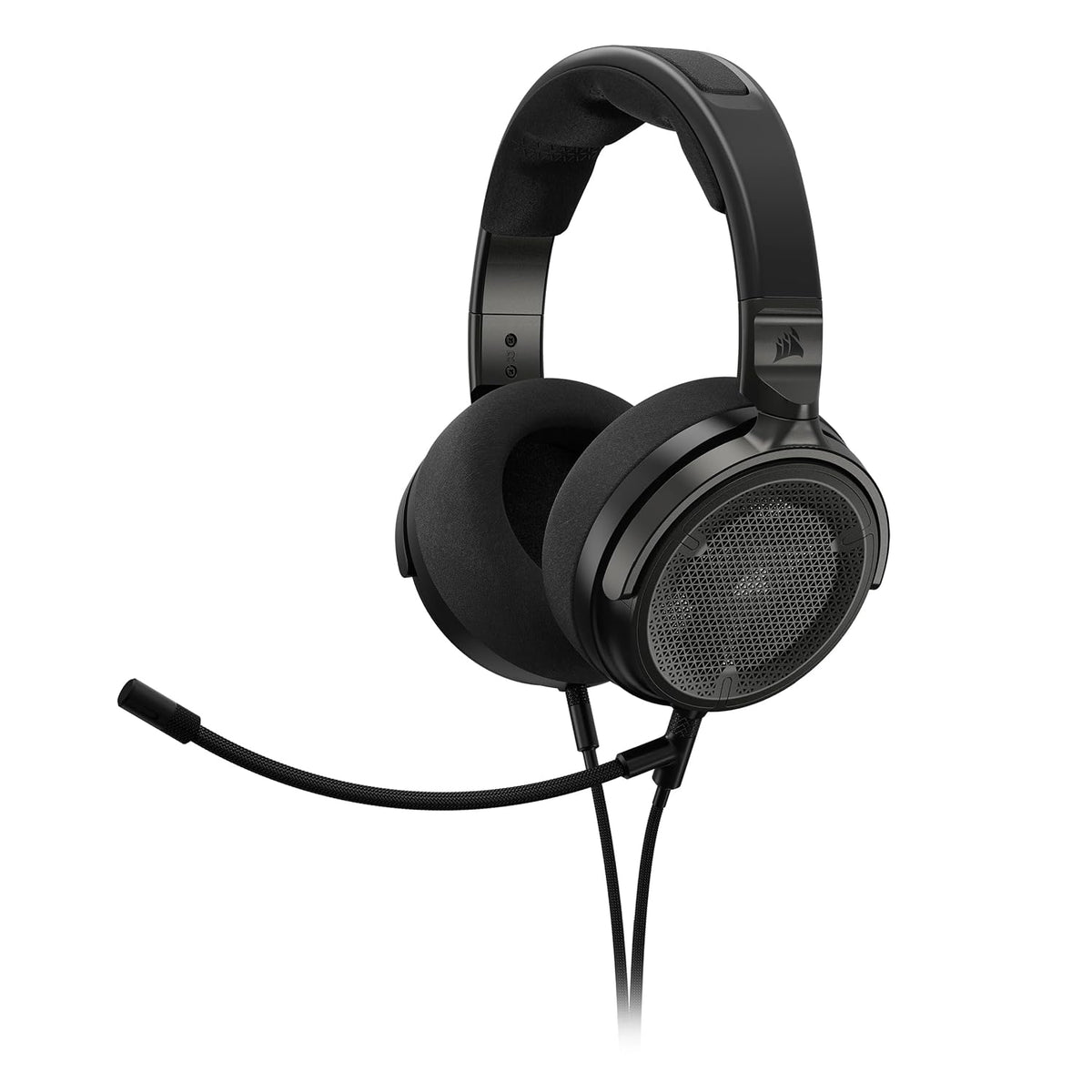 Corsair Virtuoso Pro auriculares gaming - Diseño abierto con transductores de grafeno de 50 mm - Micrófono desmontable y respuesta de 20 Hz a 40 kHz - Conexión de 3.5 mm en color carbón