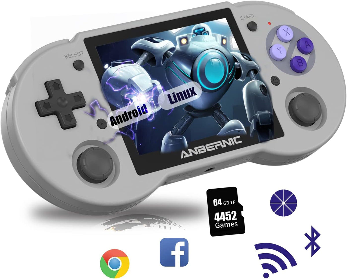 Airuidas RG353P consola retro portátil dual - Android 11 y Linux con RK3566 de 64 bits - Pantalla 640 x 480 con WiFi 5G y Bluetooth 4.2 - Tarjeta TF 64 GB con 4452 juegos