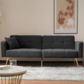 Kebnor Sofá cama 2 plazas - Ángulo ajustable con cojines y bolsillos laterales de almacenamiento - 175 x 64 x 72 cm - Gris oscuro con patas doradas y estilo elegante