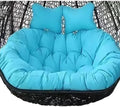 SwingChairs040 - Silla colgante doble de huevo para 2 personas - Cesta de mimbre con cojín - Asiento exterior azul celeste para patio y jardín