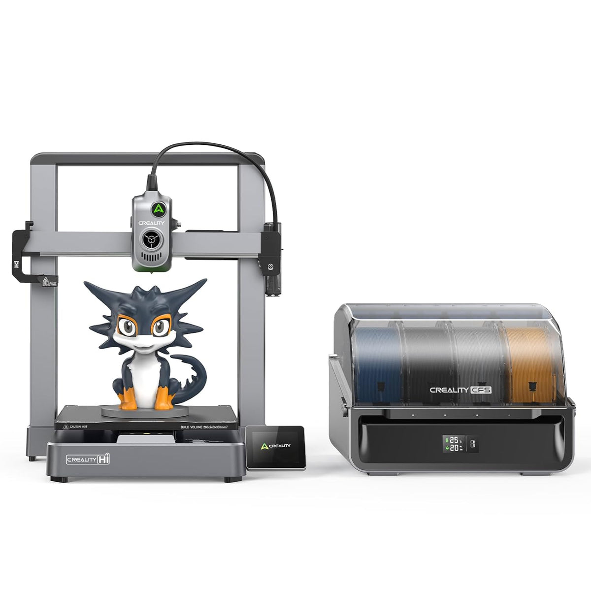 Creality Hi Combo - Impresora 3D FDM 500 mm s con CFS 16 colores - Volumen 260 x 260 x 300 mm y autonivelación - Marco metálico y modo silencioso gris