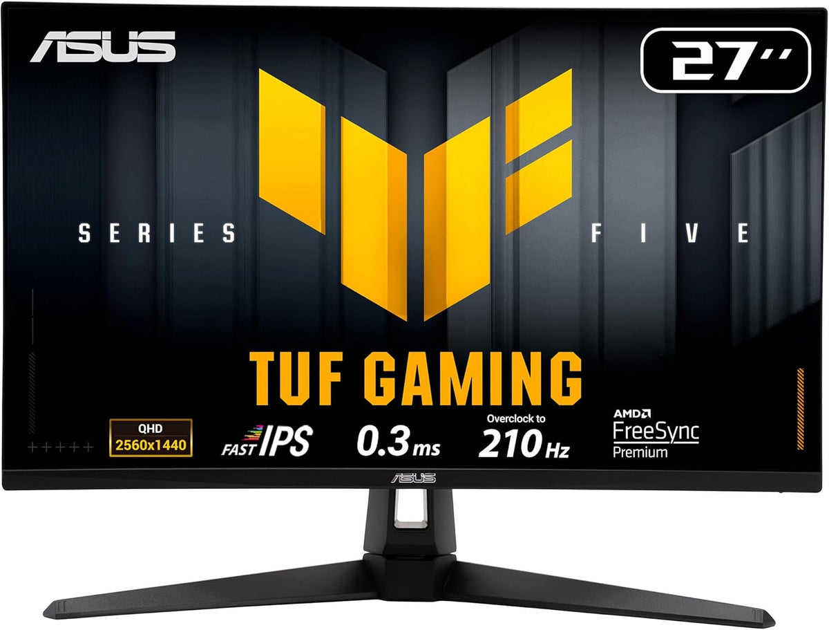 ASUS TUF Gaming VG27AQ5A monitor - Pantalla Fast IPS QHD de 27 pulgadas y hasta 210 Hz - Respuesta de 0.3 ms con ELMB Sync - Altavoces Gaming AI y DisplayWidget Center