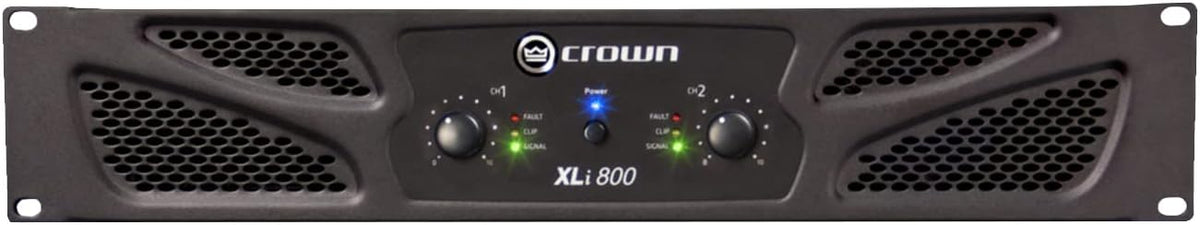 Crown XLi 800 amplificador de potencia estéreo - Dos canales con salida de hasta 300 W - Entradas XLR RCA y jack de 6,35 mm - Alimentación de 120 a 240 V para audio profesional