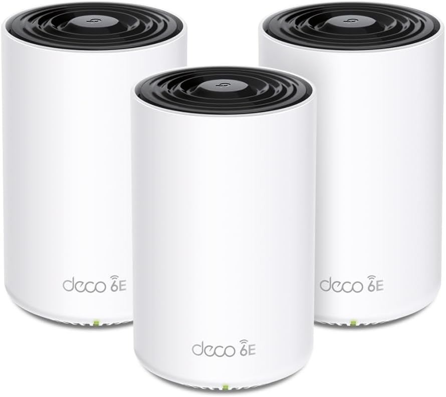 TP-Link Deco XE75 Pro sistema Mesh WiFi 6E - AXE5400 tribanda con cobertura de hasta 670 m2 - Puerto 2.5G y dos puertos Gigabit - Pack de tres unidades blancas