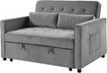 S S Saldos y Stocks Japón Sofá cama 2 plazas - Tapizado de terciopelo con espacio de almacenamiento - 132 x 92 x 85 cm - Gris con diseño moderno para salón y dormitorio