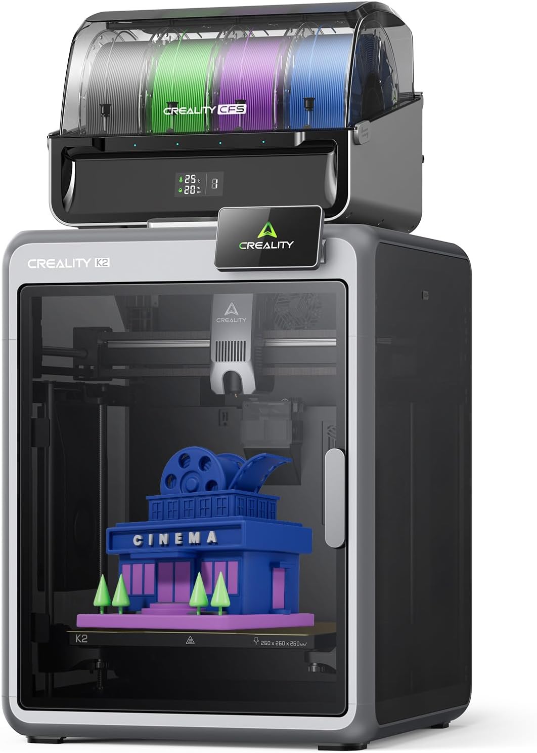 Creality K2 Combo - Impresora 3D FDM 600 mm s con CFS - Volumen 260 x 260 x 260 mm y autonivelación - Extrusora directa 300 C con cámara dual AI