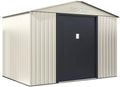 Habitat et Jardin Nebraska Caseta metálica 5,30 m2 - Estructura de metal beige - Base y cubierta metálicas - Cobertizo exterior repelente al agua para almacenamiento