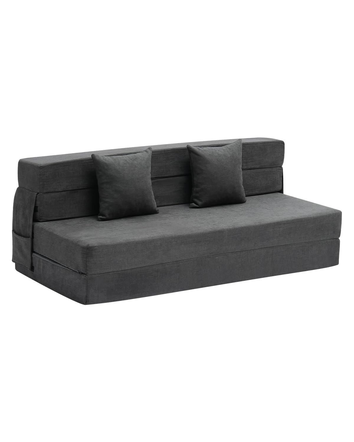 VEVOR Sofá cama 3 en 1 plegable - Espuma viscoelástica 25D con 2 almohadas y funda lavable - 206 x 154,5 x 15 cm - Gris oscuro convertible para salón y dormitorio