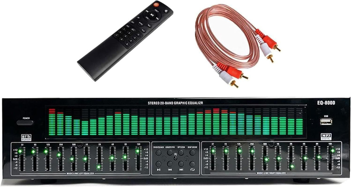 EQ8000 Ecualizador gráfico estéreo de 31 bandas - Ajuste dual independiente de 10 bandas - Reducción de ruido para control de sonido - Equipo para casa DJ club y estudio