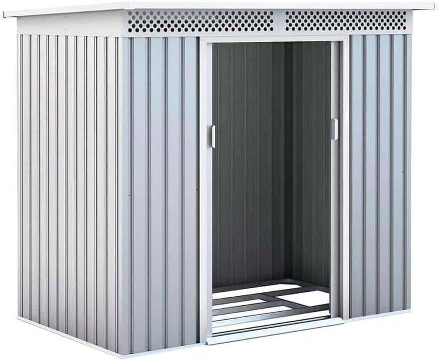 GARDIUN Kingston KIS12134 - Caseta metálica 142 x 213 x 184 cm - Acero galvanizado exterior - Superficie 3 m2 color plata blanco