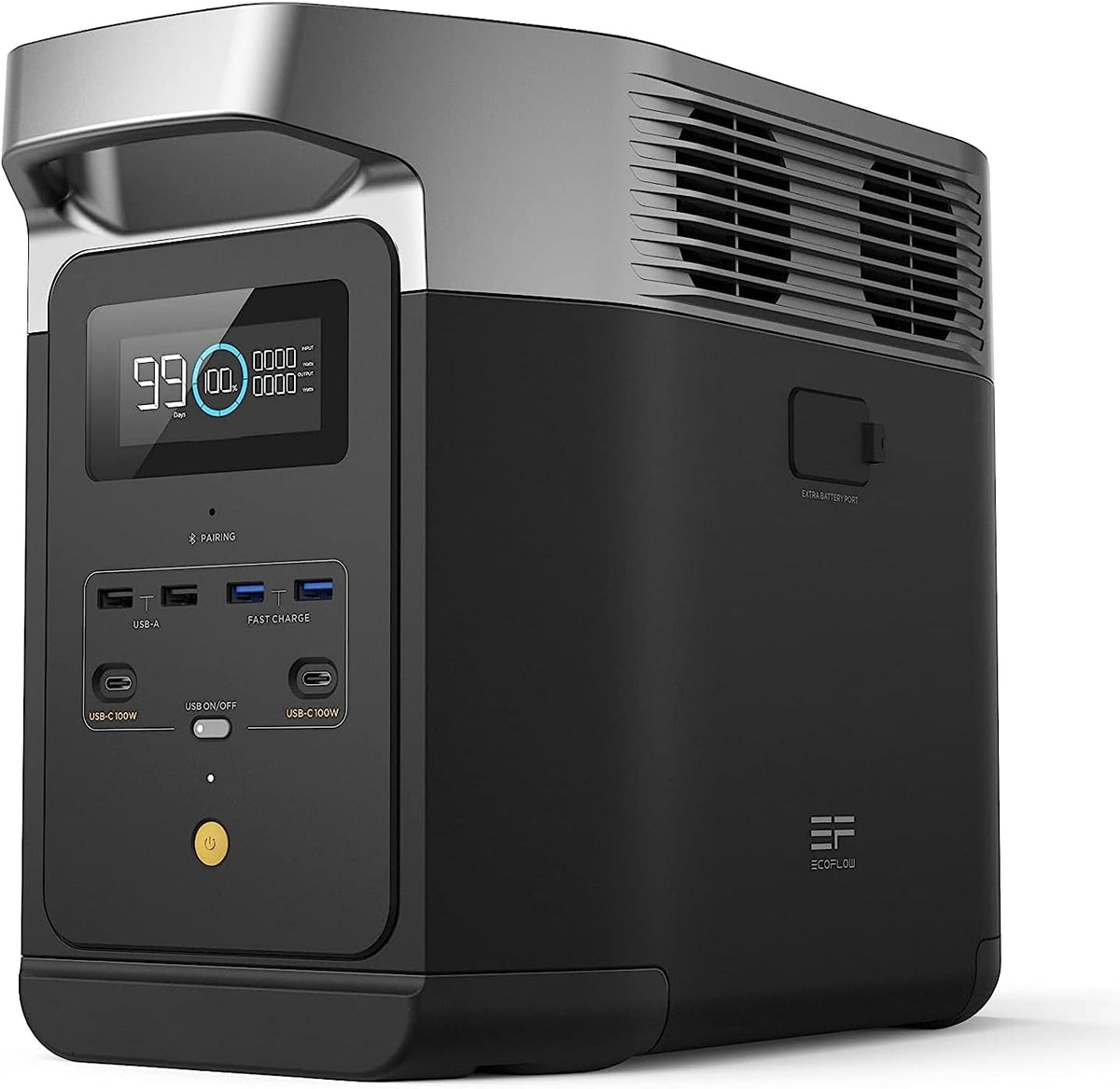 EcoFlow DELTA 2 estación de energía reacondicionada - Batería LFP de 1024 Wh ampliable hasta 3 kWh - Salida de 1800 W - Unidad sin usar con pequeños defectos de embalaje