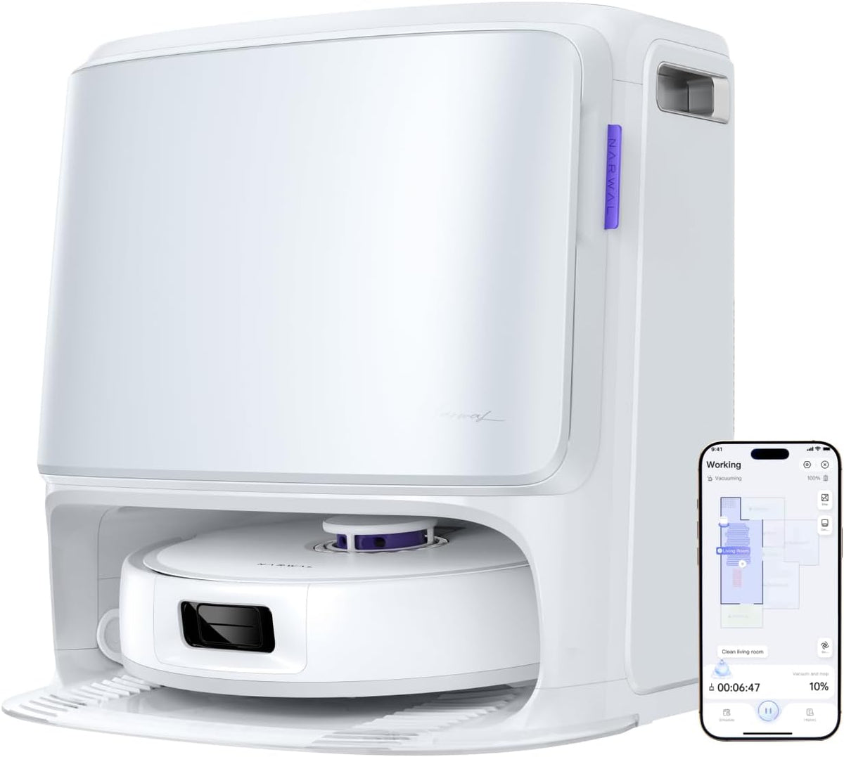 NARWAL Freo Z10 Robot aspirador y friegasuelos - Succión 15000 Pa con sistema anti enredos - Lavado de mopas a 75 C - Autosecado autovaciado y mopa extensible