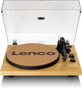 Lenco LBT-335BA Tocadiscos Bluetooth - Carcasa de bambú auténtico con cápsula 2M Red - Reproducción hasta 45 RPM y contrapeso ajustable - Marrón claro para altavoces auriculares PC y móvil