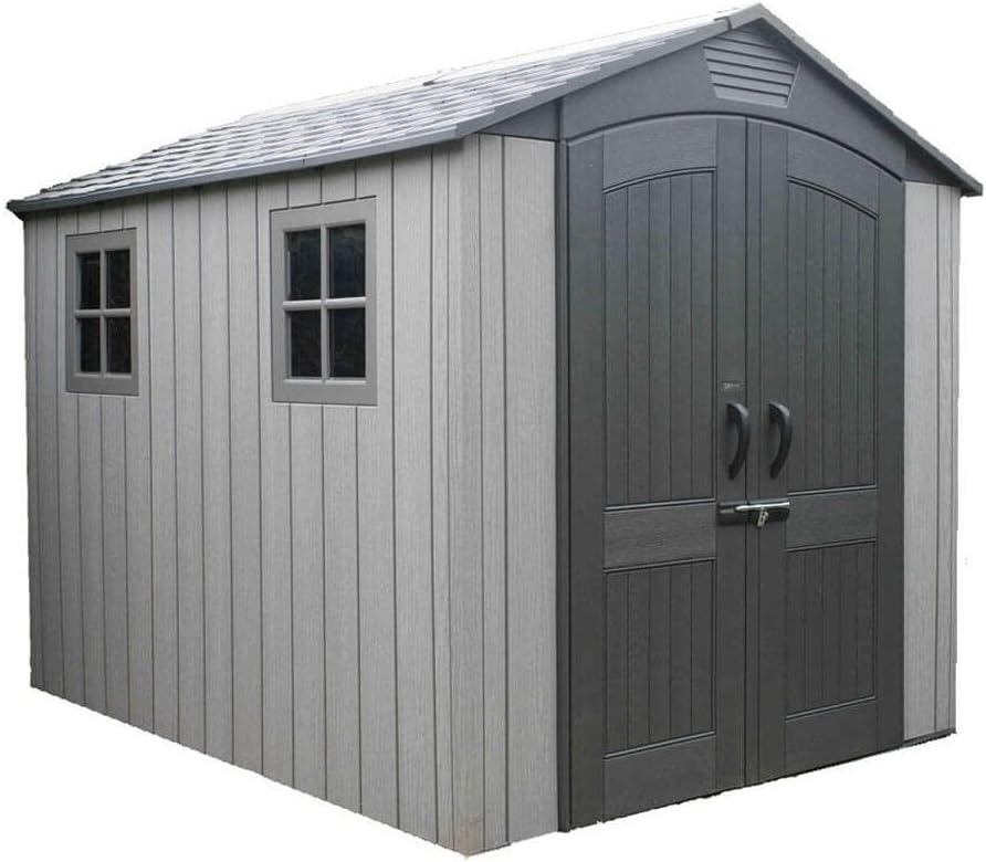 Lifetime Luna Caseta de Jardín Gris 280 x 213 x 228 cm - Cobertizo Exterior con Puerta Doble - Almacenamiento Resistente al Agua