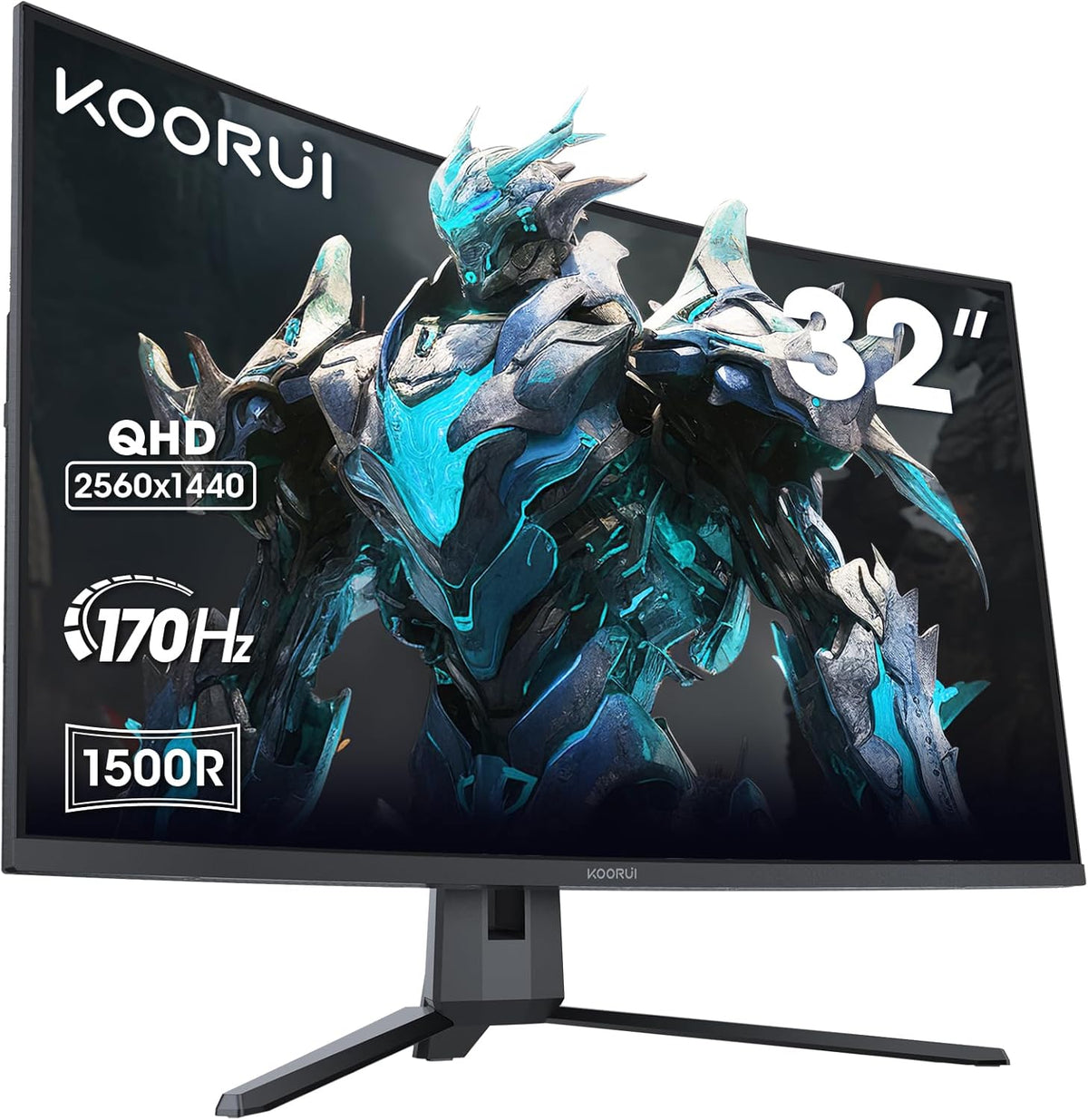 KOORUI monitor gaming curvo - Pantalla QHD de 31.5 pulgadas y 170 Hz - Curvatura 1500R y respuesta de 1 ms - HDR10 Adaptive Sync y montaje VESA
