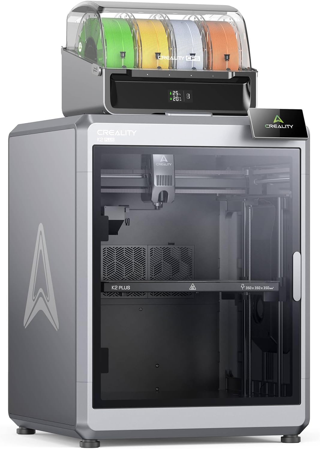 Creality K2 Plus Combo - Impresora 3D 600 mm s con CFS - Volumen 350 x 350 x 350 mm y cámaras AI - Caja seca y sistema de servomotor paso a paso