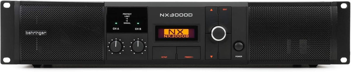 Behringer NX3000D etapa de potencia DSP - Amplificador de 2 canales para audio profesional - Chasis metálico negro de 3,6 kg - Alimentación por cable para escenario y estudio