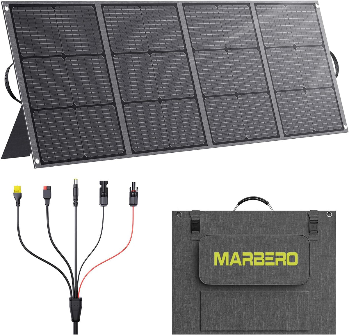 MARBERO panel solar plegable de 200 W - Eficiencia superior al 23 por ciento e impermeabilidad IP68 - Salida de 18 V CC - Para estaciones de energía y dispositivos CC