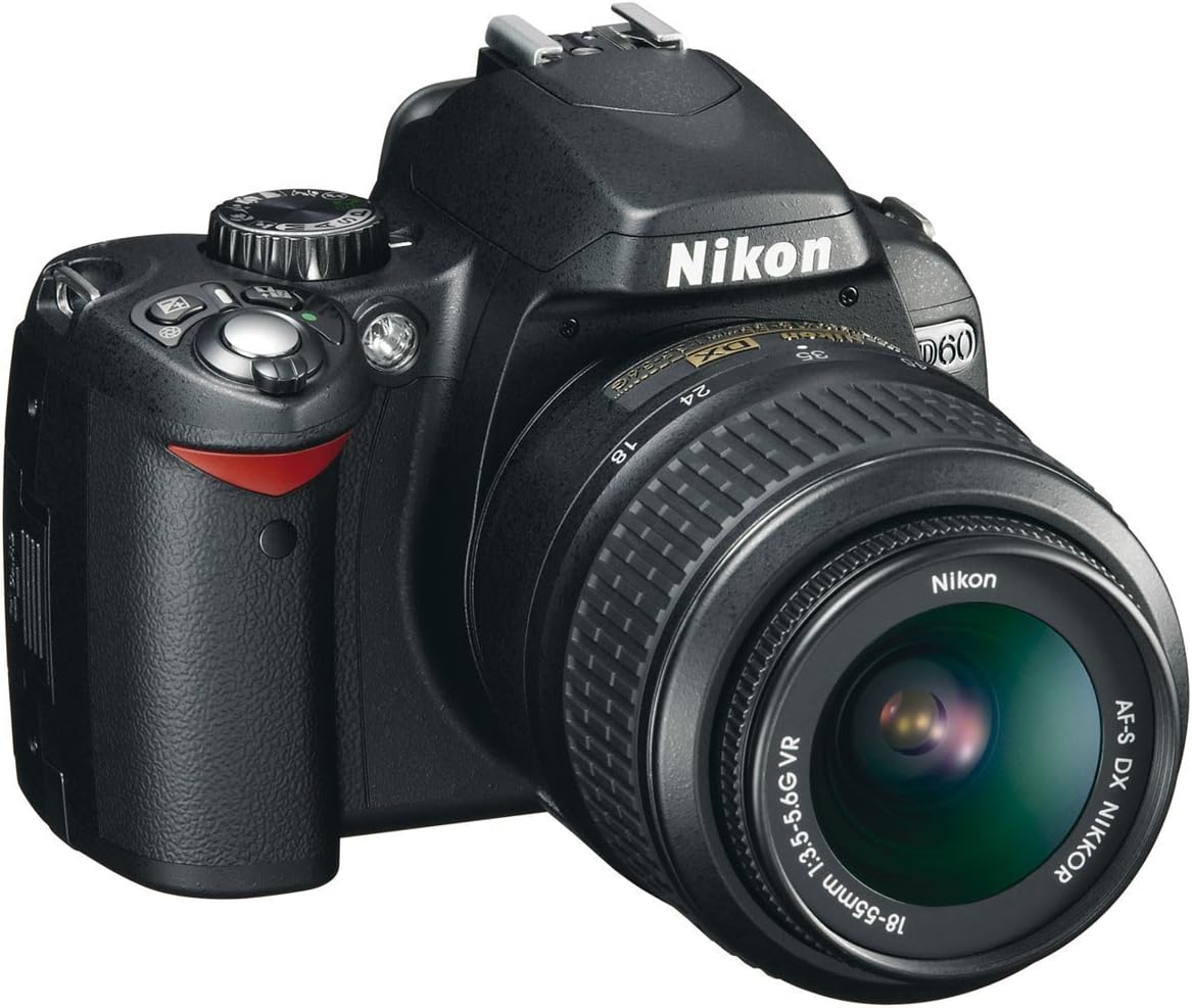 Nikon D60 cámara réflex digital reacondicionada certificada - Sensor CCD y montura Nikon F - Objetivo AF-S DX Nikkor 18-55 mm f 3,5-5,6G VR - Estabilización óptica negro